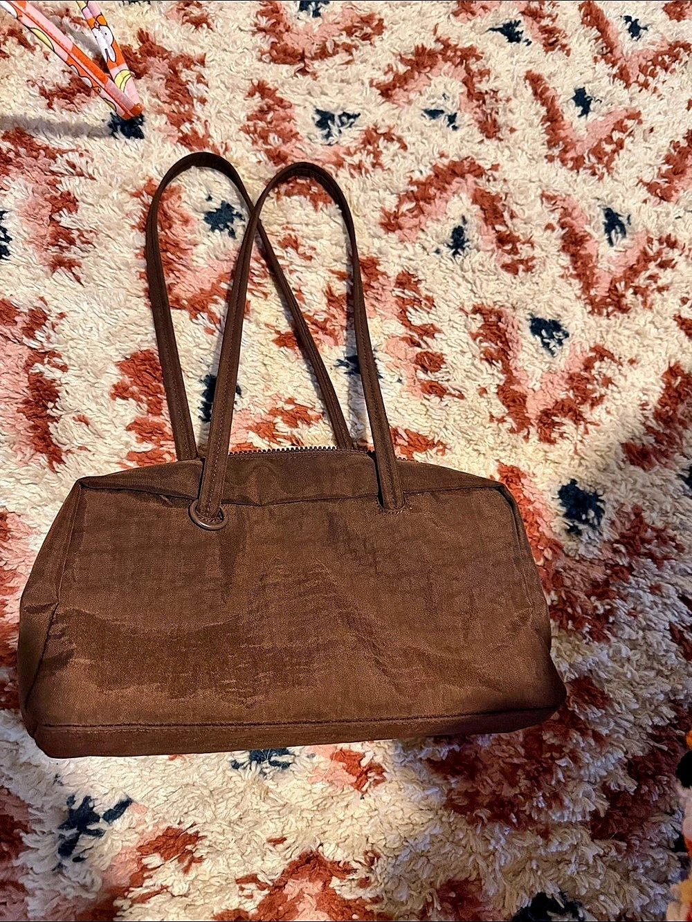Baggu Nylon Bowler Bag Brown Shoulder Bag